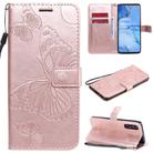 For OPPO Reno 3 Pro 5G / Find X2 Neo 3D Butterflies Embossing Pattern Horizontal Flip Leather Case with Holder & Card Slot & Wallet & Lanyard(Rose Gold) - 1