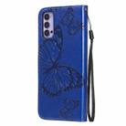 For OPPO Reno4 5G 3D Butterflies Embossing Pattern Horizontal Flip Leather Case with Holder & Card Slot & Wallet & Lanyard(Blue) - 3