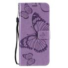 For OPPO Reno4 5G 3D Butterflies Embossing Pattern Horizontal Flip Leather Case with Holder & Card Slot & Wallet & Lanyard(Purple) - 1