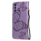 For OPPO Reno4 5G 3D Butterflies Embossing Pattern Horizontal Flip Leather Case with Holder & Card Slot & Wallet & Lanyard(Purple) - 2