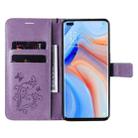 For OPPO Reno4 5G 3D Butterflies Embossing Pattern Horizontal Flip Leather Case with Holder & Card Slot & Wallet & Lanyard(Purple) - 3