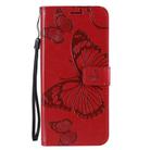 For OPPO Reno4 5G 3D Butterflies Embossing Pattern Horizontal Flip Leather Case with Holder & Card Slot & Wallet & Lanyard(Red) - 2