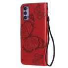 For OPPO Reno4 5G 3D Butterflies Embossing Pattern Horizontal Flip Leather Case with Holder & Card Slot & Wallet & Lanyard(Red) - 3