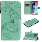 For OPPO Reno4 Pro 5G 3D Butterflies Embossing Pattern Horizontal Flip Leather Case with Holder & Card Slot & Wallet & Lanyard(Green) - 1