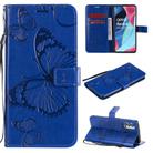 For OPPO Reno4 Pro 5G 3D Butterflies Embossing Pattern Horizontal Flip Leather Case with Holder & Card Slot & Wallet & Lanyard(Blue) - 1