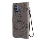 For OPPO Reno4 Pro 5G 3D Butterflies Embossing Pattern Horizontal Flip Leather Case with Holder & Card Slot & Wallet & Lanyard(Grey) - 3