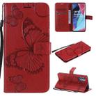 For OPPO Reno4 Pro 5G 3D Butterflies Embossing Pattern Horizontal Flip Leather Case with Holder & Card Slot & Wallet & Lanyard(Red) - 1