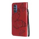 For OPPO Reno4 Pro 5G 3D Butterflies Embossing Pattern Horizontal Flip Leather Case with Holder & Card Slot & Wallet & Lanyard(Red) - 3