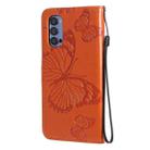 For OPPO Reno4 Pro 5G 3D Butterflies Embossing Pattern Horizontal Flip Leather Case with Holder & Card Slot & Wallet & Lanyard(Orange) - 3