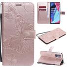 For OPPO Reno4 Pro 5G 3D Butterflies Embossing Pattern Horizontal Flip Leather Case with Holder & Card Slot & Wallet & Lanyard(Rose Gold) - 1