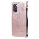 For OPPO Reno4 Pro 5G 3D Butterflies Embossing Pattern Horizontal Flip Leather Case with Holder & Card Slot & Wallet & Lanyard(Rose Gold) - 3