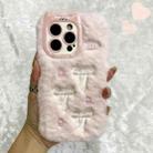 For iPhone 15 Pro Max Snake Embroidery Plush Silicone Phone Case(Bowknot And Pink) - 1