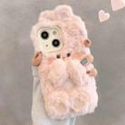 For iPhone 13 mini Hairpin Rabbit Plush Silicone Phone Case(Pink) - 1