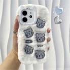 For iPhone 12 Cute Embroidery Plush Silicone Phone Case(Beige Cat) - 1