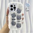 For iPhone 12 Pro Max Cute Embroidery Plush Silicone Phone Case(Beige Cat) - 1