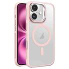 For iPhone 16 Plus Hardware Side Cooling Skin Feel Frosted Metal Lens Frame MagSafe Phone Case(Pink) - 1