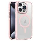 For iPhone 15 Pro Max Hardware Side Cooling Skin Feel Frosted Metal Lens Frame MagSafe Phone Case(Pink) - 1