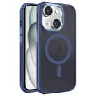 For iPhone 15 Plus Hardware Side Cooling Skin Feel Frosted Metal Lens Frame MagSafe Phone Case(Blue) - 1