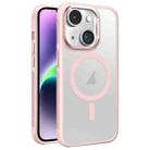 For iPhone 14 Plus Hardware Side Cooling Skin Feel Frosted Metal Lens Frame MagSafe Phone Case(Pink) - 1