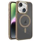 For iPhone 14 Hardware Side Cooling Skin Feel Frosted Metal Lens Frame MagSafe Phone Case(Gold) - 1