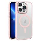For iPhone 13 Pro Hardware Side Cooling Skin Feel Frosted Metal Lens Frame MagSafe Phone Case(Pink) - 1