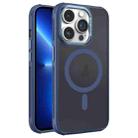 For iPhone 13 Pro Hardware Side Cooling Skin Feel Frosted Metal Lens Frame MagSafe Phone Case(Blue) - 1