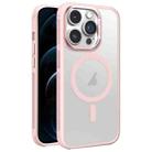 For iPhone 12 Pro Max Hardware Side Cooling Skin Feel Frosted Metal Lens Frame MagSafe Phone Case(Pink) - 1