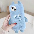 For iPhone 14 Cute Monster Plush TPU Phone Case(Blue Hair Monster) - 1