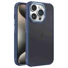 For iPhone 15 Pro Max Hardware Side Cooling Skin Feel Frosted Metal Lens Frame Phone Case(Blue) - 1