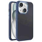 For iPhone 15 Plus Hardware Side Cooling Skin Feel Frosted Metal Lens Frame Phone Case(Blue) - 1