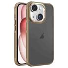 For iPhone 15 Hardware Side Cooling Skin Feel Frosted Metal Lens Frame Phone Case(Gold) - 1