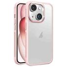 For iPhone 15 Hardware Side Cooling Skin Feel Frosted Metal Lens Frame Phone Case(Pink) - 1