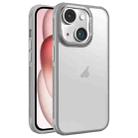 For iPhone 15 Hardware Side Cooling Skin Feel Frosted Metal Lens Frame Phone Case(Grey) - 1