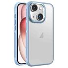 For iPhone 15 Hardware Side Cooling Skin Feel Frosted Metal Lens Frame Phone Case(Sky Blue) - 1