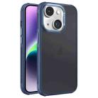 For iPhone 14 Plus Hardware Side Cooling Skin Feel Frosted Metal Lens Frame Phone Case(Blue) - 1