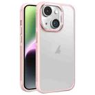 For iPhone 14 Hardware Side Cooling Skin Feel Frosted Metal Lens Frame Phone Case(Pink) - 1