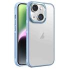 For iPhone 14 Hardware Side Cooling Skin Feel Frosted Metal Lens Frame Phone Case(Sky Blue) - 1