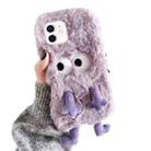 For iPhone 12 mini Cute Plush Squint Monster TPU Phone Case(Purple) - 1
