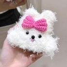 For AirPods 4 Plush Earphone Protective Soft Case(Bow Dog) - 1