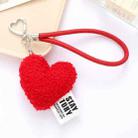 Imitation Wool Plush Heart Keychain Mobile Phone Wrist Lanyard(Red) - 1