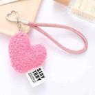 Imitation Wool Plush Heart Keychain Mobile Phone Wrist Lanyard(Pink) - 1