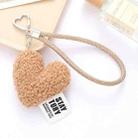 Imitation Wool Plush Heart Keychain Mobile Phone Wrist Lanyard(Khaki) - 1