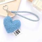 Imitation Wool Plush Heart Keychain Mobile Phone Wrist Lanyard(Blue) - 1