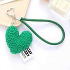 Imitation Wool Plush Heart Keychain Mobile Phone Wrist Lanyard(Green) - 1