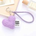 Imitation Wool Plush Heart Keychain Mobile Phone Wrist Lanyard(Purple) - 1