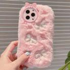 For iPhone 16 Pro Max Embroidered Plush TPU Phone Case(Foundation Bow) - 1