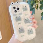 For iPhone 16 Pro Max Embroidered Plush TPU Phone Case(Five Little Frogs) - 1