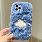 For iPhone 16 Pro Embroidered Plush TPU Phone Case(Blue Background and White Cloud) - 1