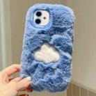 For iPhone 16 Plus Embroidered Plush TPU Phone Case(Blue Background and White Cloud) - 1