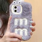 For iPhone 16 Plus Embroidered Plush TPU Phone Case(Purple Embroidery M) - 1